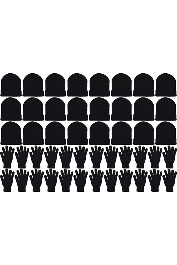 24 Pack Men Women Warm Winter Gloves & Hats Knit Thermal Gloves Wholesale Bulk