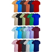24 Pack Mens Cotton Short Sleeve Lightweight T-Shirts, Bulk Crew Tees for Guys, Mixed Bright Colors Bulk Pack (24 Pack Assorted B, Small)