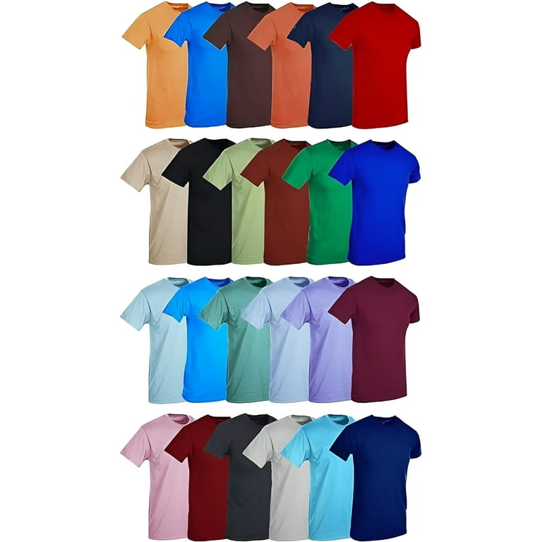 24 Pack Mens Cotton Short Sleeve Lightweight T Shirts Bulk Crew Tees for Guys Mixed Bright Colors Bulk Pack Small Walmart