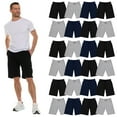 thumbnail image 1 of 24 Pack Mens Fleece Lined Cotton Shorts, 11 Inch Casual Comfy Lounge Shorts, Wholesale Bulk Multipack for Donations, Charities, and Shelters (Assorted Dark, Medium), 1 of 5