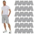 thumbnail image 1 of 24 Pack Mens Fleece Lined Cotton Shorts, 11 Inch Casual Comfy Lounge Shorts, Wholesale Bulk Multipack for Donations, Charities, and Shelters (Heather Gray, 3X-Large), 1 of 7