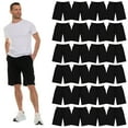 thumbnail image 1 of 24 Pack Mens Fleece Lined Cotton Shorts, 11 Inch Casual Comfy Lounge Shorts, Wholesale Bulk Multipack for Donations, Charities, and Shelters (Black, Large), 1 of 7