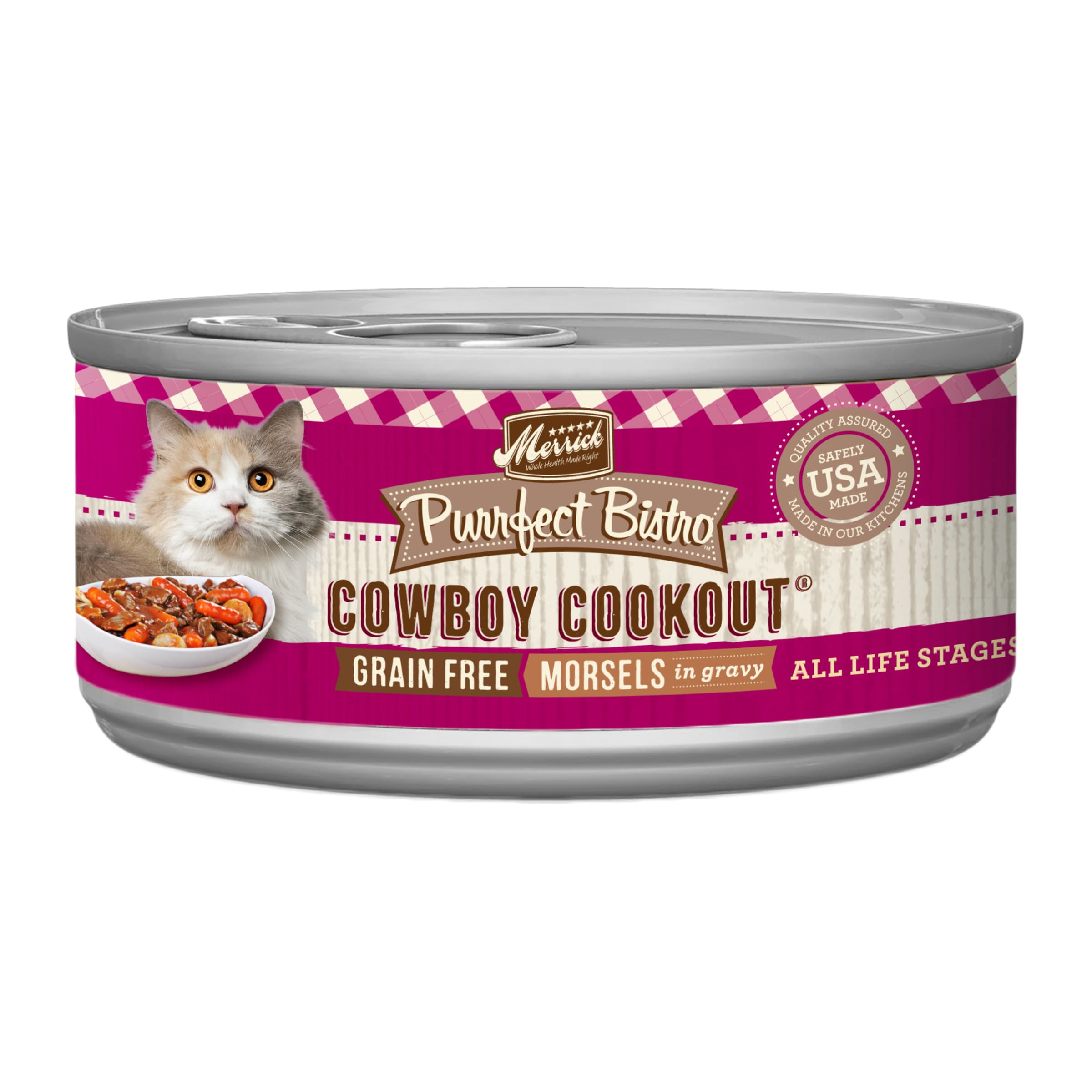 24 Pack Merrick Purrfect Bistro Grain Free Wet Cat Food Cowboy