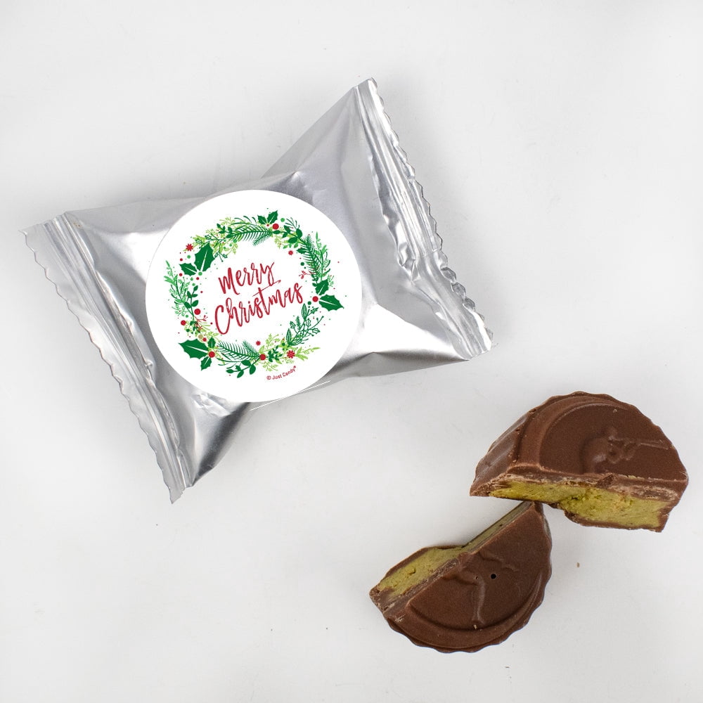 24 Pack Merry Christmas Stickered Individually Wrapped Dubai Chocolate Truffles - Botanical