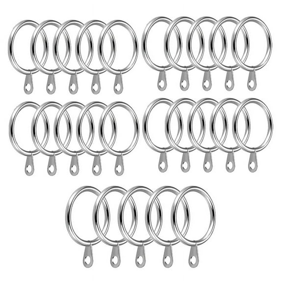 24 Pack Metal Curtain Rings, 30mm Internal Diameter for Curtain Poles, Rods and Drapery, Silver