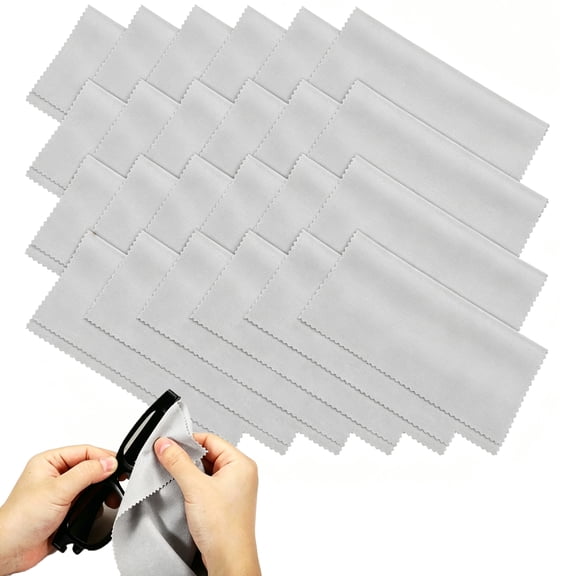 24 Pack Microfiber Eyeglass Cleaning Cloth 7"x6" Grey, Soft Suede Lens Wipes, Camera Lens, Screens
