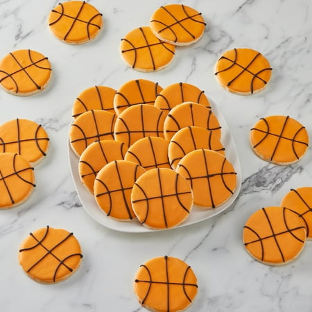 24-Pack Mini Basketball Smiley Cookies - Nut Free, Kosher, Individually Wrapped Sugar Cookies