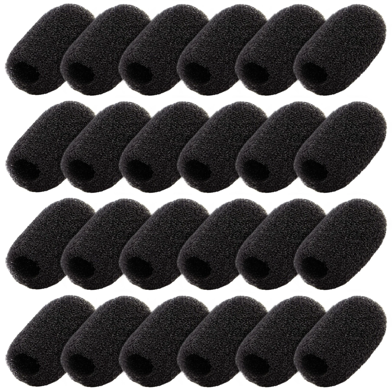 24 Pack Mini Foam Windscreen For Headset Microphone, Lavalier Mic, 0.8 In, Black