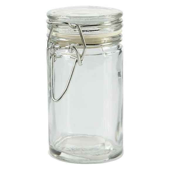 Ashland 3.25" Mini Glass Round Jar with Latch - Glass Storage Container with Rubber Seal for Craft Supplies - Bulk 24 Pack