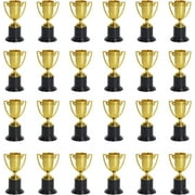 24 Pack Mini Gold Award Trophy Cup for Kids and Adults, 4 Inch Plastic Trophies for Sports, Party Favors, Tournaments, Competitions