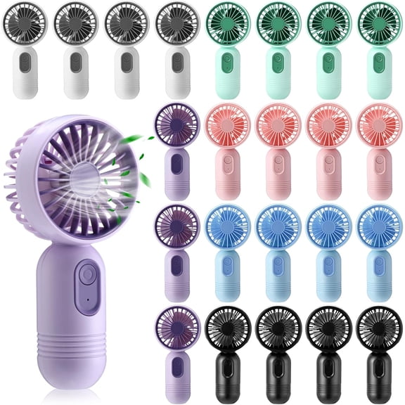 24 Pack Mini Portable Fan Bulk for Travel 3 Speeds, Rechargeable USB Battery Operated, Small Handheld Personal Eyelash Fans for Women Men Indoor Outdoor(Multicolor-1)