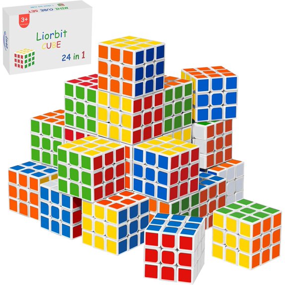 24 Pack Mini Puzzle Cubes Party Favors for Kids, 3x3 Mini Magic Cube ...