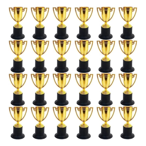 24 Pack Mini Trophy for Kids Awards,Plastic Gold Award Trophy Cups,For Favors,Rewards,Sports,Competitions