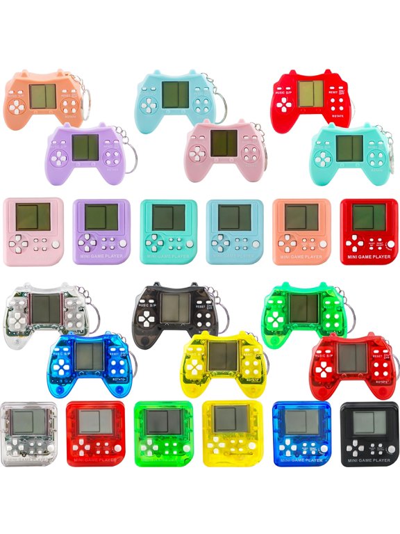 24 Pack Mini Video Game Keychains MultiColor Gamepad Keychain Bulk Party Favors for Kids Birthday Supplies
