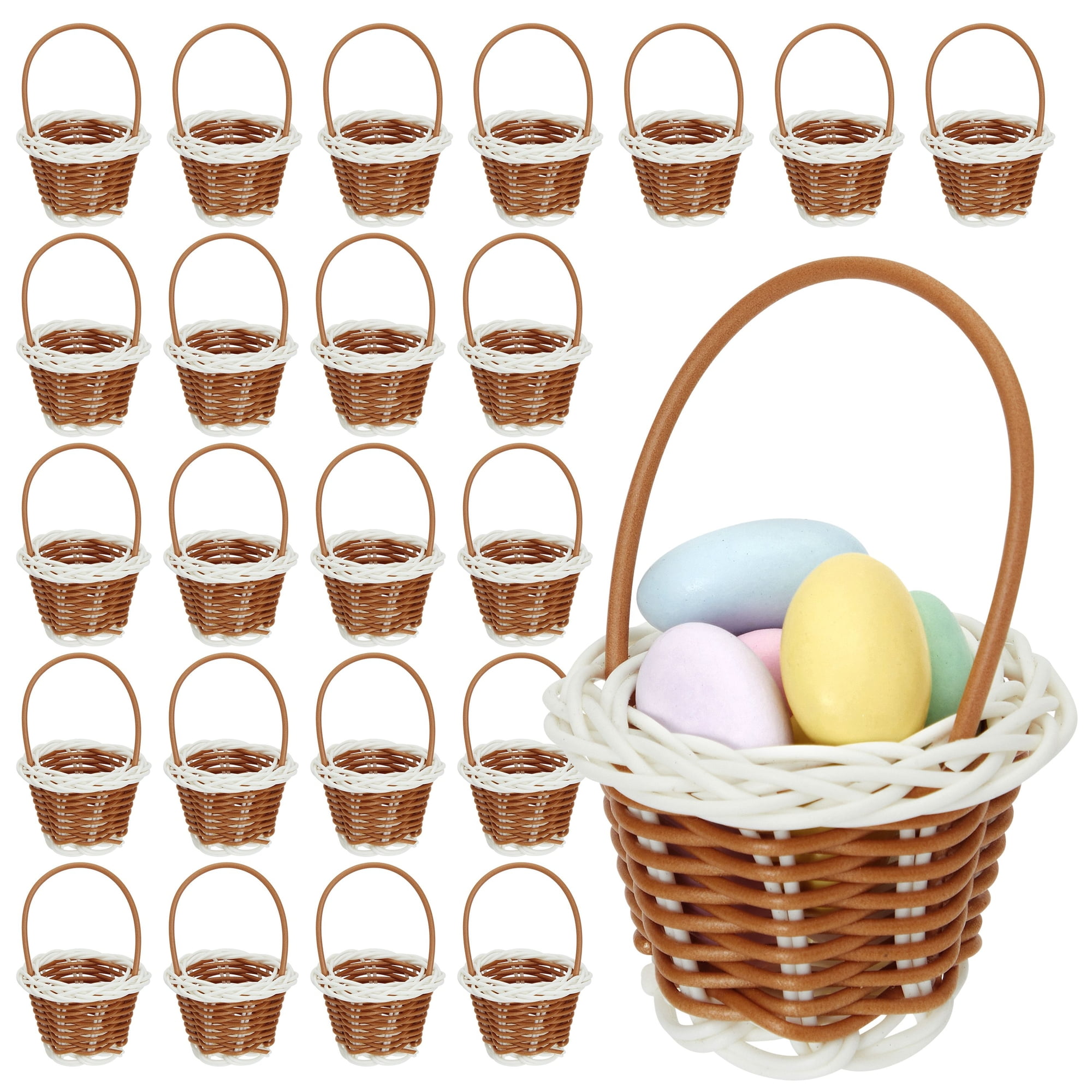 24 Pack Mini Woven Baskets with Handles Bulk Miniature Baskets for School Projects, Mini