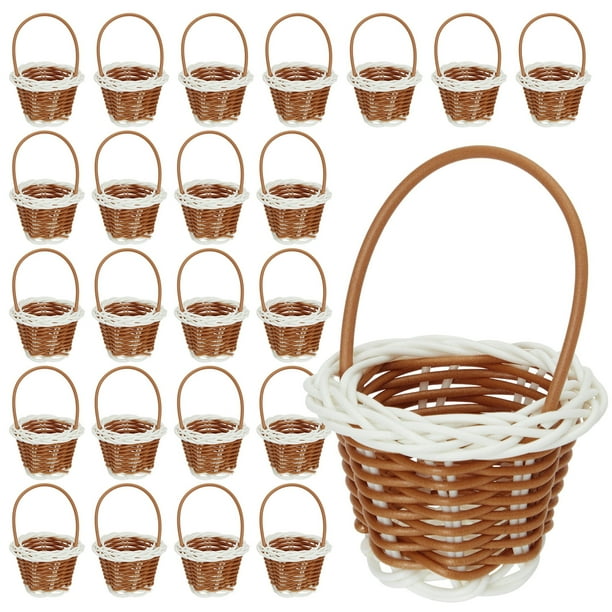 24 Pack Mini Woven Baskets with Handles Bulk Miniature Baskets for