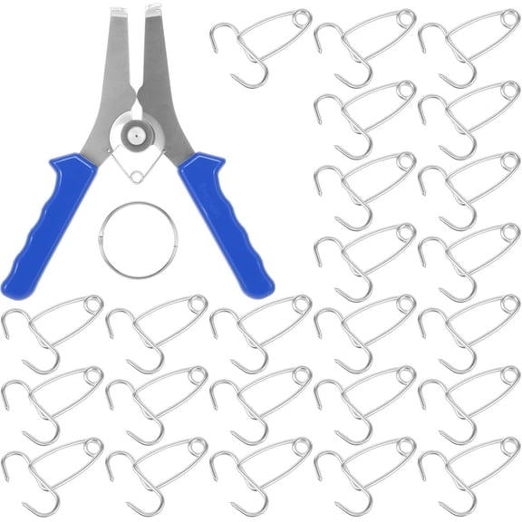 24-Pack Miter Spring Clamp Pliers Kit, Stainless Steel Woodworking Clamps with Storage Ring, for Picture Frame & Molding, Blue