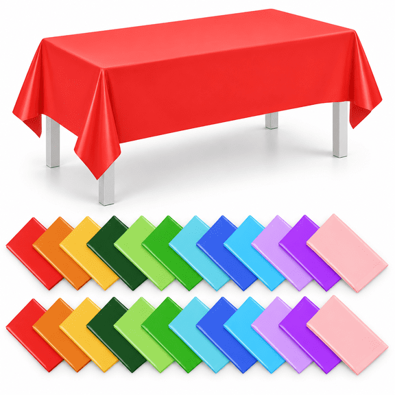 24 Pack Mix Color Plastic Tablecloth Disposable Rainbow Colorful Rectangle Table Covers For Party Birthday Wedding Fiesta Home Dec