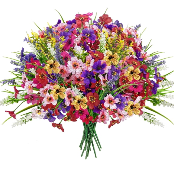 Miracliy 24 Pcs Mixed Color Artificial Wildflowers, Fake Silk Flowers for Home and Outdoor Decor
