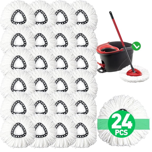 24 Pack Mop Head Replacements Compatible with Cedar Easy Wrin Spin System, Microfiber Spin Mop Heads Refill Reusable, Deep Clean, Machine Washable and Easy to Replace