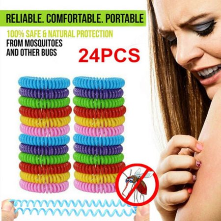 24 Pack Mosquito Repellent Bracelet Wrist Band Bug Insect Natural Protection