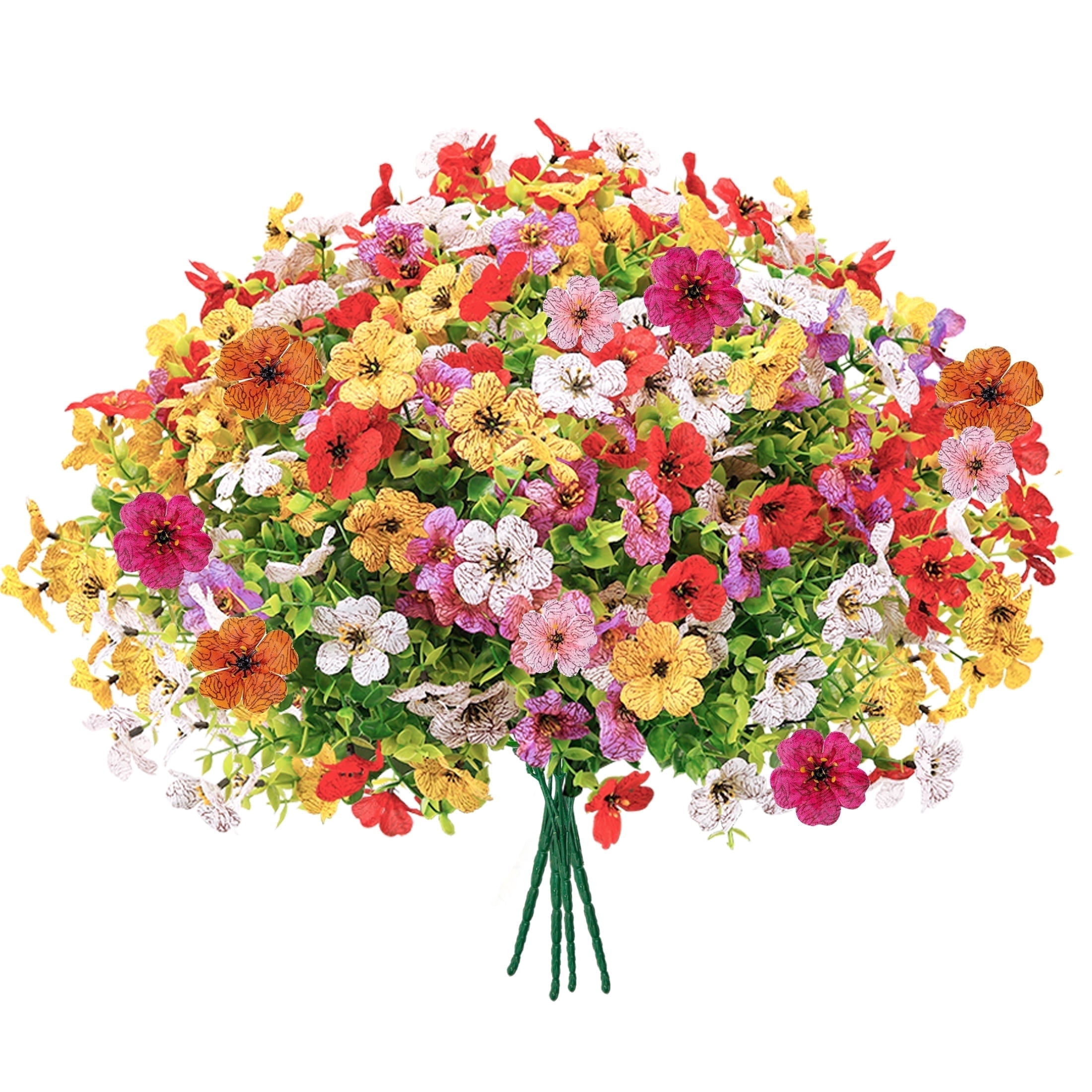 24 Pack Multi-Color Artificial Eucalyptus Silk Flowers for Outdoor Patio, Balcony, Tables, Holiday Displays and Home Vase Decor