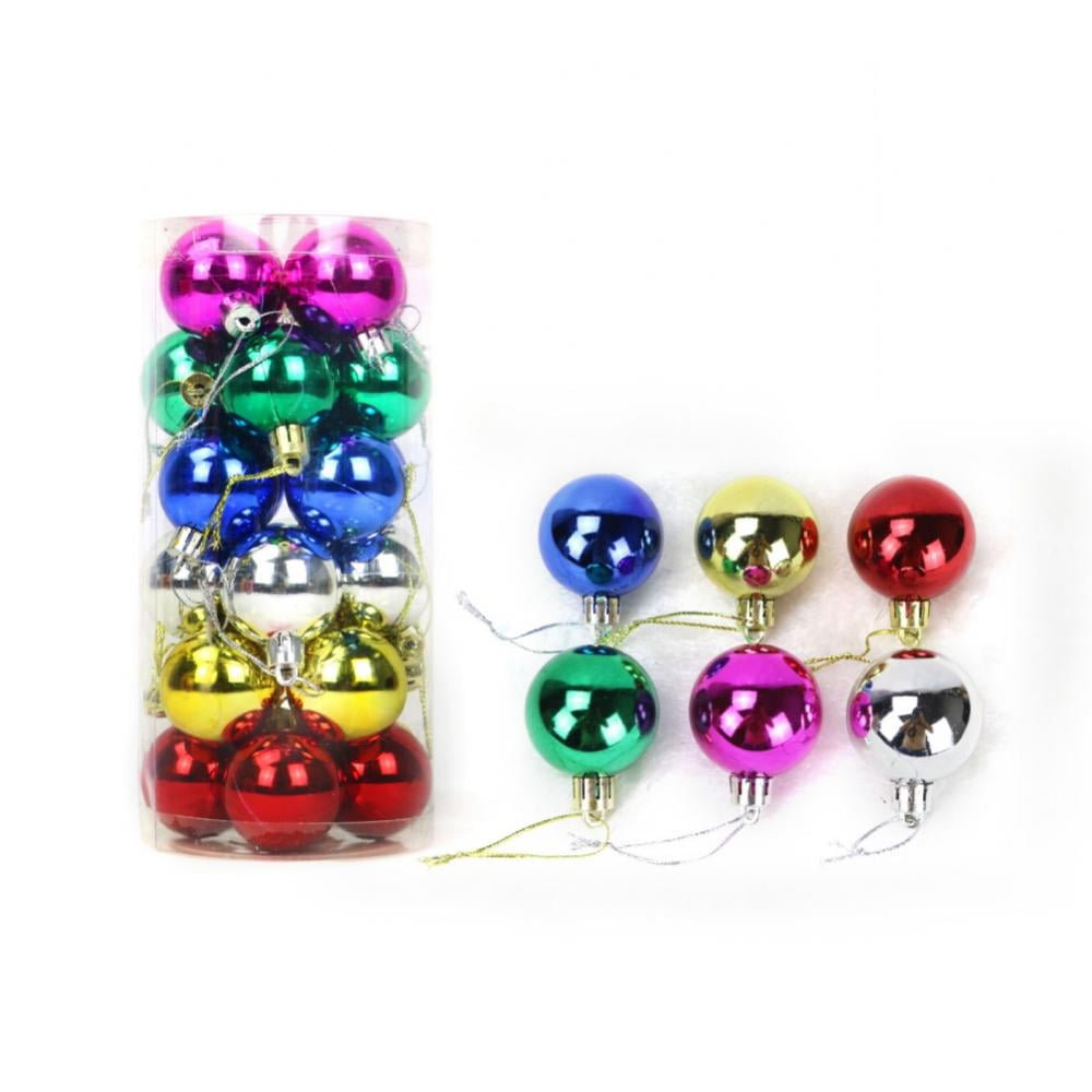 24 Pack Multicolor Mini Glitter Ball Christmas Ornaments Balls ...