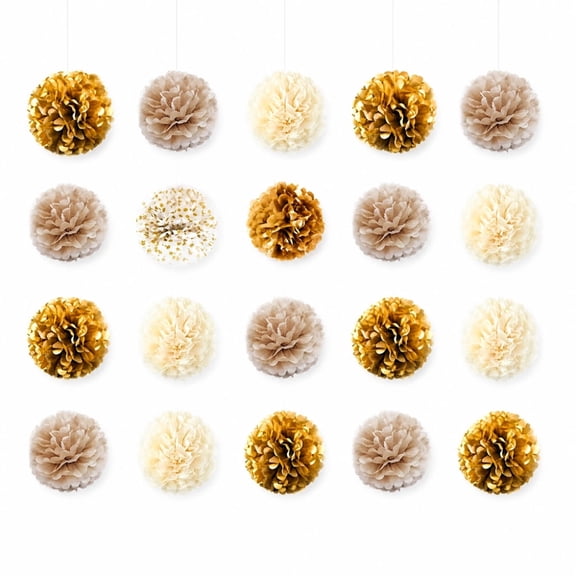 24 Pack Multicolor Tissue Paper Pom Poms, 8/10/12 Inch Hanging Paper Balls for Wedding Birthday Christmas Party Decor