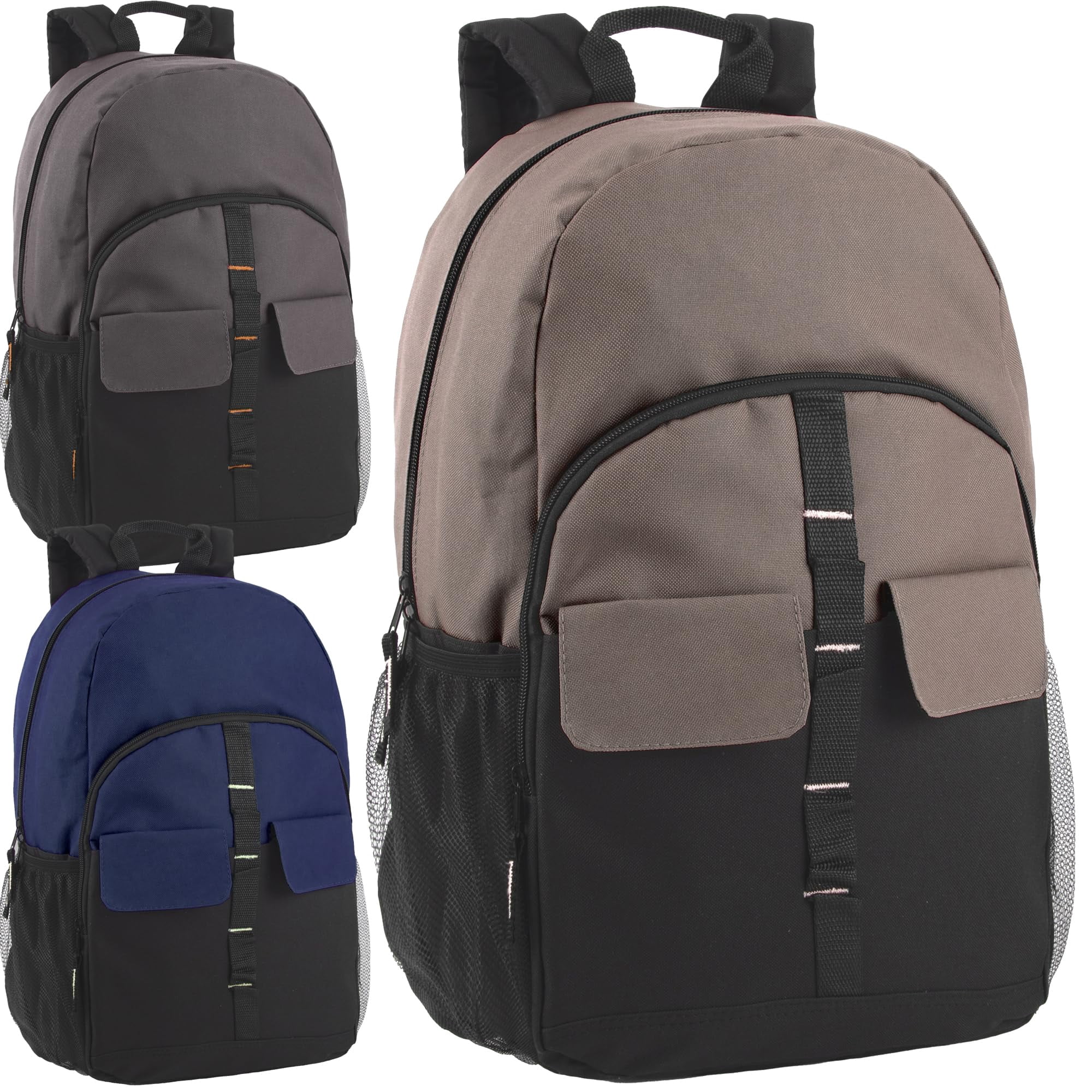 24 Pack Multipocket Backpacks with Front Velcro Closure Pockets and ...