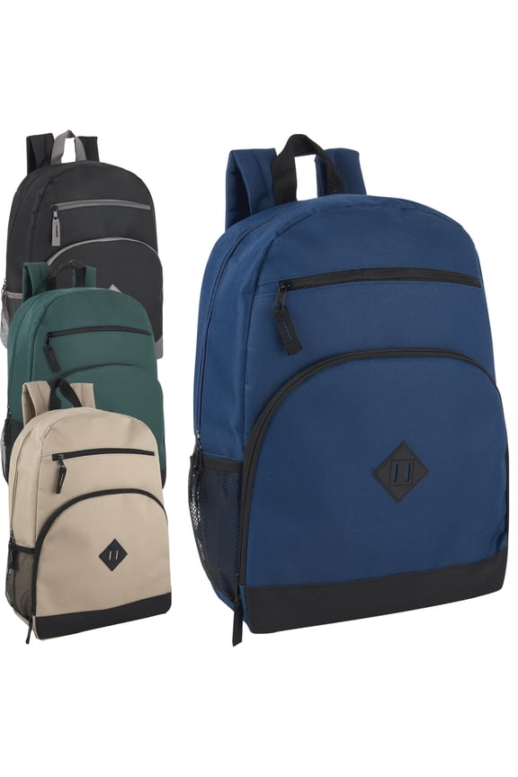 24 Pack Multipocket Backpacks with Front Zippered Pockets and Side Mesh Pockets in Men’s Color Pack