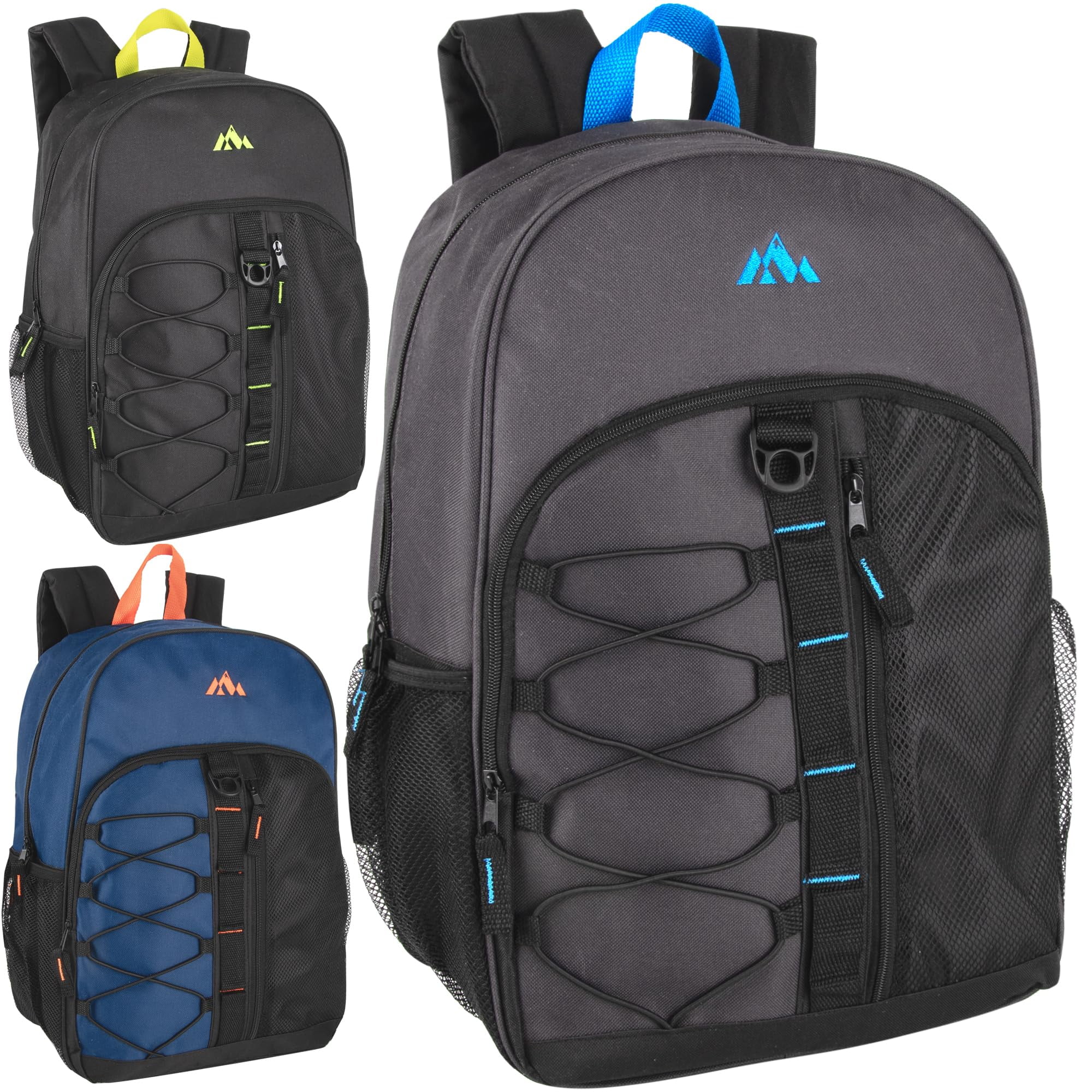 24 Pack Multipocket Bungee Cord Backpacks with Front Zippered Pockets ...