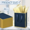 thumbnail image 1 of 24 Pack Navy Blue Metallic Gift Bags with Handle & Tissue Paper - Gold Foil Wedding Birthday Party Return Gifts, 1 of 5