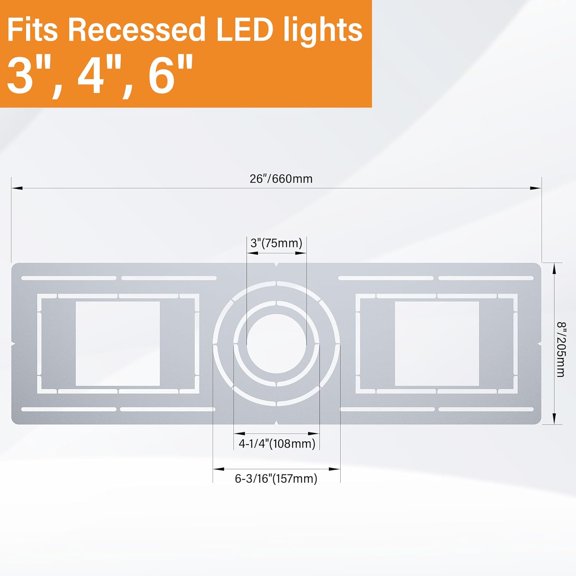 24 Pack New Construction Mounting Plate for 3/4/6 inch Recessed LED Light, Galvanized Steel Rough-in Wafer Light Bracket w/Symmetric Round Holes, LED Recessed Lighting Housing Plate