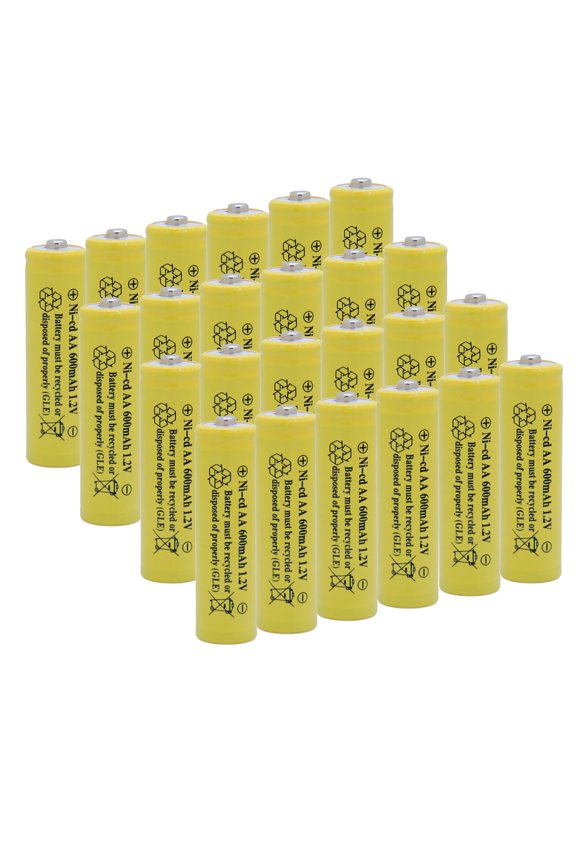 24 Pack Ni-Cd AA 600mAh 1.2 Volts AA Rechargeable Batteries for Garden Lights Remotes Mice Cell