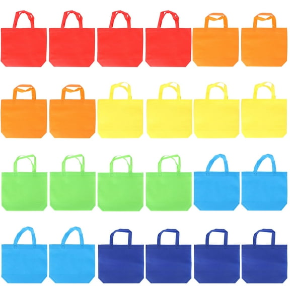24 Pack Non Woven Tote Bags Multi-Color Reusable Tote Gift Bags