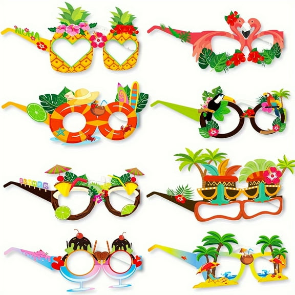 24 Pack Novelty Hawaiian Sunglasses Party Supplies, Funny Luau Party Paper Glasses Favor for Kids and Adults, Decorations for Summer, Luau, Tropical, Beach, Aloha, Pool Themed Birthday Party