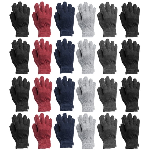 24 Pack Of Yacht & Smith Wholesale Assorted Gloves, Bulk Thermal Winter Gloves Solid Assorted (Assorted Gloves)