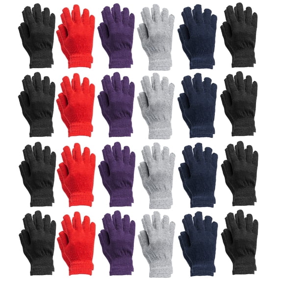 24 Pack Of Yacht & Smith Wholesale Assorted Gloves, Bulk Thermal Winter Gloves Solid Assorted (Assorted Solid Gloves)