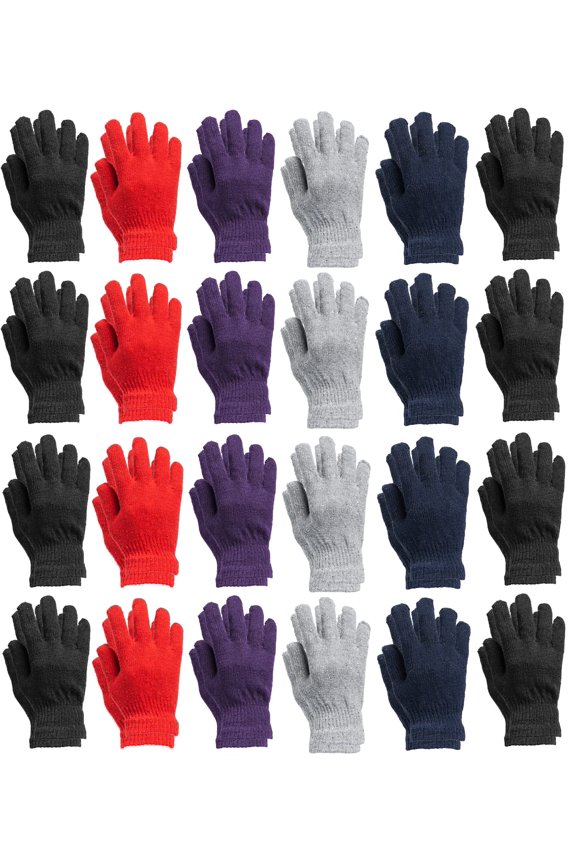 24 Pack Of Yacht & Smith Wholesale Assorted Gloves, Bulk Thermal Winter Gloves Solid Assorted (Assorted Solid Gloves)