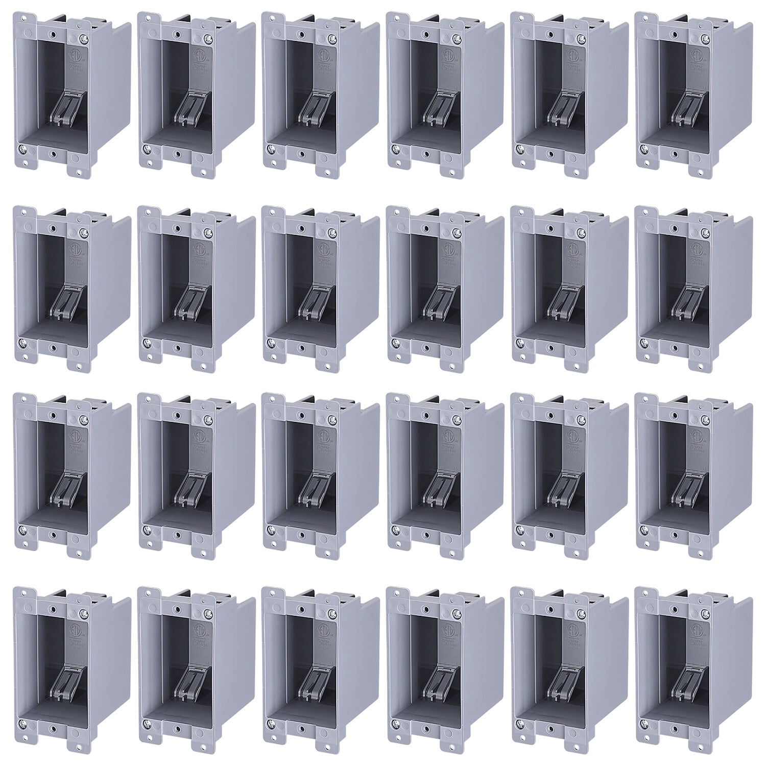 24 Pack One Gang Old Work Electrical Outlet Box, Standard 14 Cubic Inch Device Box, PVC Electrical Junction Box for Home Improvement, ETL Listed