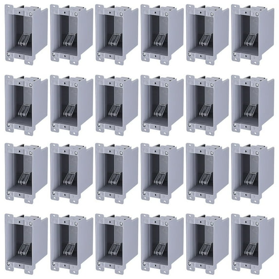 24 Pack One Gang Old Work Electrical Outlet Box, Standard 14 Cubic Inch Device Box, PVC Electrical Junction Box for Home Improvement, ETL Listed