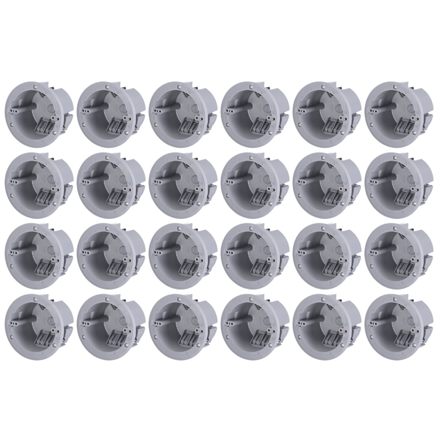 24 Pack One Gang Old Work Round Electrical Outlet Box, 18 Cubic Inch Device Box, PVC Electrical J-Box for Pendant, Fans, Switch, ETL Listed
