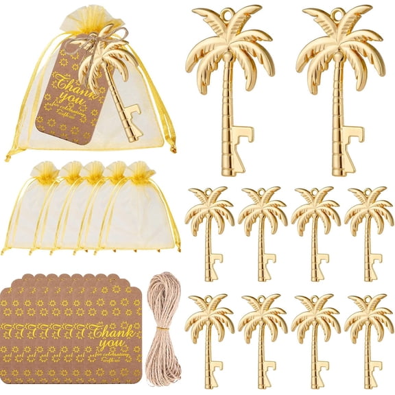 24 Pack Palm Tree Bottle Opener Party Favors for Beach Wedding (Palm) | Complete Favor Set, Reusable, Durable Zinc Alloy, Gift Ready, Beach Wedding, Tropical Theme
