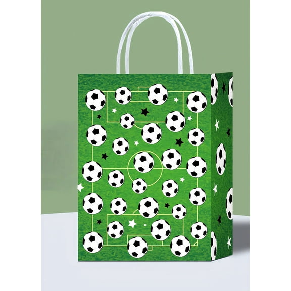 24 Pack Paper Soccer Party Favor Bag Candy Goodie Treat Bags Soccer Print Gift for Football Themed Party Favors