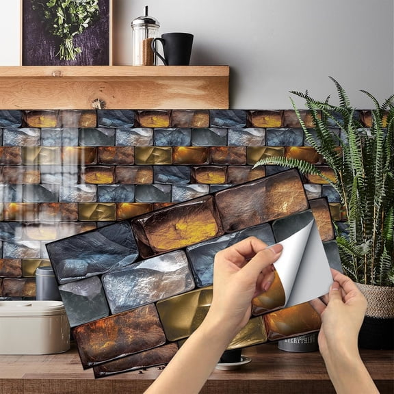 24-Pack Peel and Stick Wall Stickers Waterproof PVC Wallpaper for Kitchen 11.8x5.9Subway Tile Self-Adhesive Removable Stick on Bathroom