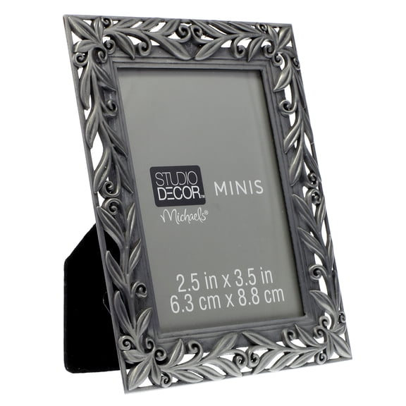 Studio Decor Pewter Leaves 2.5" x 3.5" Mini Frame, 24 Pack