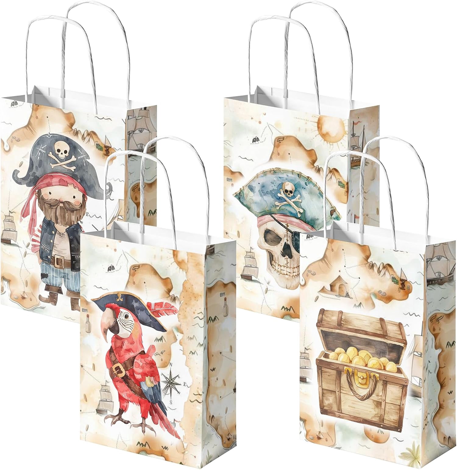 24 Pack Pirate Party Favor Bags for - Treasure Hunt Goodie Bags with ...