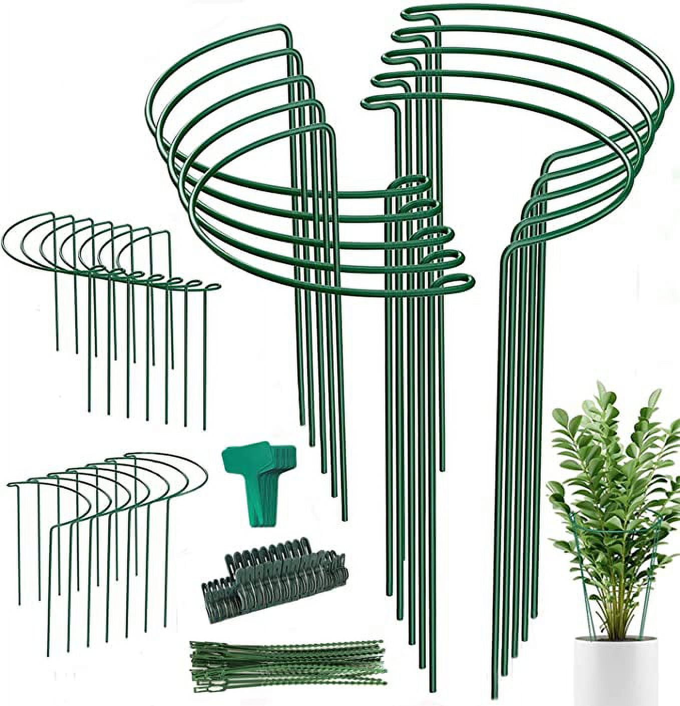 24 Pack Plant Support Stake, Half Round Metal Garden Plant Stake, Green