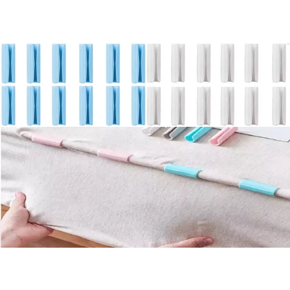 Bed Sheet Grippers 24 Pack, Plastic Fastener Clips for Sheets, Mattress Covers and Bedding, Snug Wrinkle Free Bed Sheet Holder Set TIKA