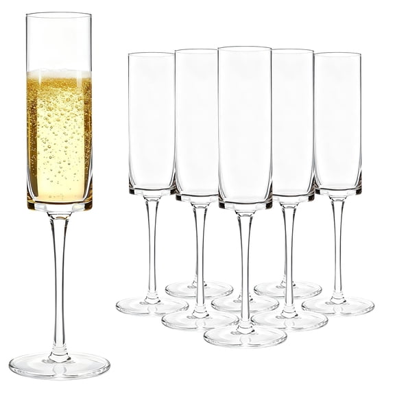 24-Pack Plastic Champagne Flutes, 6oz Clear Square Disposable Toast Glasses for Wedding Party